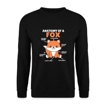 süßer Fuchs Erklärung Anatomy of a Fox - Unisex Pullover - Schwarz - Vorne - Alina (178cm) & Michal (187cm)