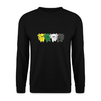 Skoliosexuell Flag Pride LGBTQ süßer Axolotl - Unisex Pullover - Schwarz - Vorne - Alina (178cm) & Michal (187cm)