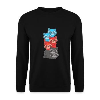 Polyamory Flag Gay Pride LGBTQ Waschbär Turm - Unisex Pullover - Schwarz - Vorne - Alina (178cm) & Michal (187cm)