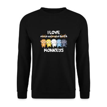 Aroace Flag Pride LGBTQ Cute Monkey - Unisex Sweatshirt - black - Front - Alina (178cm) & Michal (187cm)