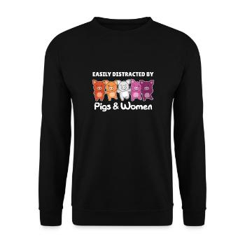 Drapeau lesbien Pride LGBTQ Cochon mignon - Sweat-shirt Unisexe - noir - Devant - Alina (178cm) & Michal (187cm)