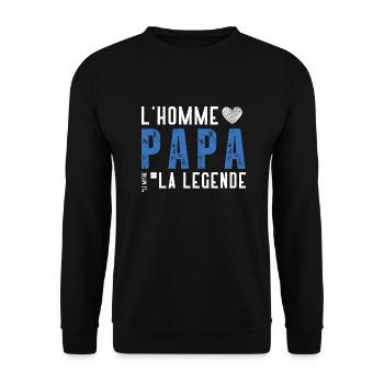 Papa, Homme, Mythe, Légende - Cadeau papa - Sweat-shirt Unisexe - noir - Devant - Alina (178cm) & Michal (187cm)