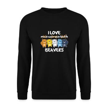 Aroace Flag Pride LGBTQ cute beaver - Unisex Sweatshirt - black - Front - Alina (178cm) & Michal (187cm)