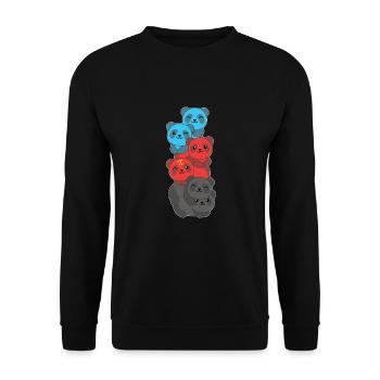 Polyamory Flag Gay Pride LGBTQ Panda Turm - Unisex Pullover - Schwarz - Vorne - Alina (178cm) & Michal (187cm)