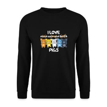 Aroace Flag Pride LGBTQ cute pig - Unisex Sweatshirt - black - Front - Alina (178cm) & Michal (187cm)