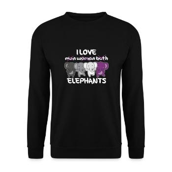 Asexual Flag Pride LGBTQ Cute Elephant - Unisex Sweatshirt - black - Front - Alina (178cm) & Michal (187cm)