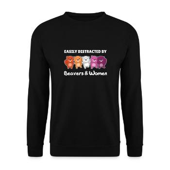 Lesbische Flag Pride LGBTQ süßer Biber - Unisex Pullover - Schwarz - Vorne - Alina (178cm) & Michal (187cm)