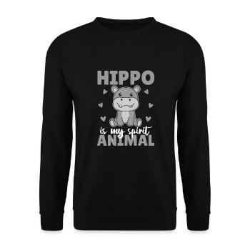Hippo is my spirit animal - süßer Hippo - Unisex Sweatshirt - black - Front - Alina (178cm) & Michal (187cm)