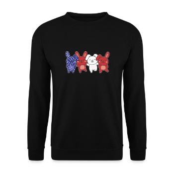 Hase für den vierten Juli USA Flagge Hasen - Unisex Pullover - Schwarz - Vorne - Alina (178cm) & Michal (187cm)