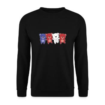 Bär für den vierten Juli USA Flagge Bären - Unisex Pullover - Schwarz - Vorne - Alina (178cm) & Michal (187cm)