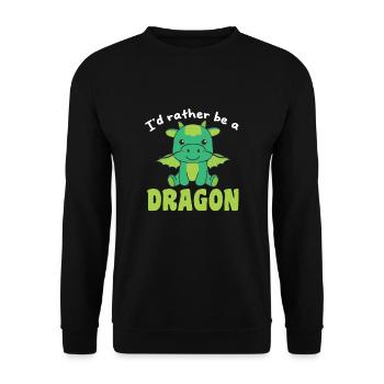 Ich wäre lieber eine Drache - süße Drache - Unisex Pullover - Schwarz - Vorne - Alina (178cm) & Michal (187cm)