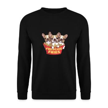 Frenchie Fries - Mignonnes frites de bouledogue français - Sweat-shirt Unisexe - noir - Devant - Alina (178cm) & Michal (187cm)