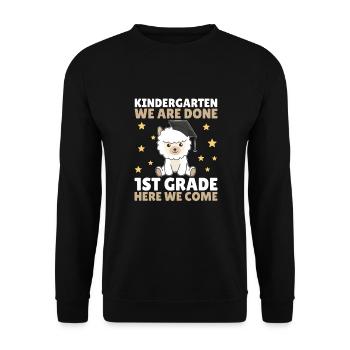 Kids Kindergarten graduate Alpaka 1st grade - Unisex Pullover - Schwarz - Vorne - Alina (178cm) & Michal (187cm)