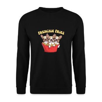 Frenchie Fries - Mignonnes frites de bouledogue français - Sweat-shirt Unisexe - noir - Devant - Alina (178cm) & Michal (187cm)