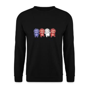 Faultier für den vierten Juli USA Flagge Faultiere - Unisex Pullover - Schwarz - Vorne - Alina (178cm) & Michal (187cm)