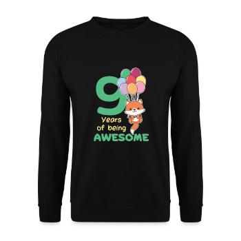 Fuchs zum 9. Geburtstag Kinder neun Jahre alt - Unisex Pullover - Schwarz - Vorne - Alina (178cm) & Michal (187cm)