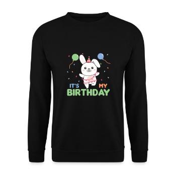 Lapin pour anniversaire pour les enfants c’est mon anniversaire - Sweat-shirt Unisexe - noir - Devant - Alina (178cm) & Michal (187cm)