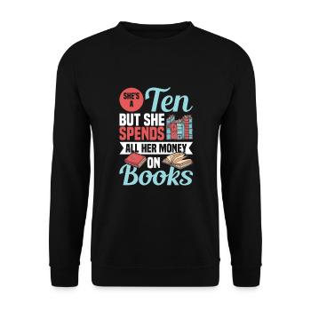 Book lover design with books for literature - Unisex Sweatshirt - black - Front - Alina (178cm) & Michal (187cm)