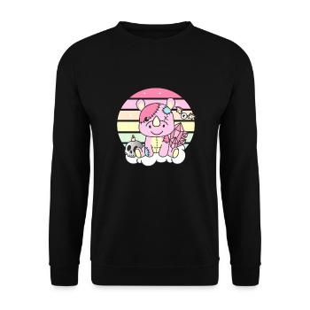 Kawaii Gothic Rhinoceros Pastel Gothic Goth - Unisex Sweatshirt - black - Front - Alina (178cm) & Michal (187cm)