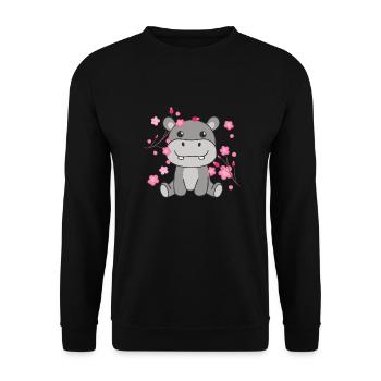 Hippopotame animaux mignons pour enfants Kawaii - Sweat-shirt Unisexe - noir - Devant - Alina (178cm) & Michal (187cm)
