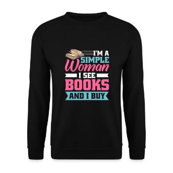 Book lover design with books for literature - Unisex Sweatshirt - black - Front - Alina (178cm) & Michal (187cm)