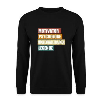 Lustiger Volleyballtrainer Spruch - Unisex Pullover - Schwarz - Vorne - Alina (178cm) & Michal (187cm)