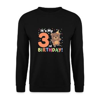 Bear for 3rd birthday children three years old - Unisex Sweatshirt - black - Front - Alina (178cm) & Michal (187cm)