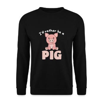 Ich wäre lieber ein Schwein - süßes Schwein - Unisex Pullover - Schwarz - Vorne - Alina (178cm) & Michal (187cm)