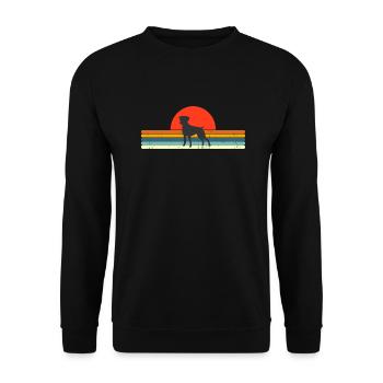 Vintage Hund Retro Sonnenuntergang - Unisex Pullover - Schwarz - Vorne - Alina (178cm) & Michal (187cm)