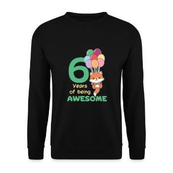 Fuchs zum 6. Geburtstag Kinder sechs Jahre alt - Unisex Pullover - Schwarz - Vorne - Alina (178cm) & Michal (187cm)