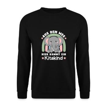 Aus Dem Weg Hier Kommt Ein Kitakind - Unisex Pullover - Schwarz - Vorne - Alina (178cm) & Michal (187cm)