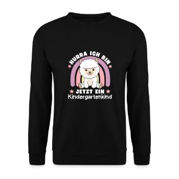 Hurra Ich Bin Jetzt Ein Kindergartenkind Alpaka - Unisex Pullover - Schwarz - Vorne - Alina (178cm) & Michal (187cm)