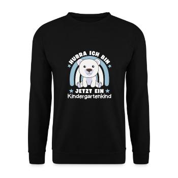 Hourra, je suis maintenant un enfant de maternelle Polar Bear - Sweat-shirt Unisexe - noir - Devant - Alina (178cm) & Michal (187cm)