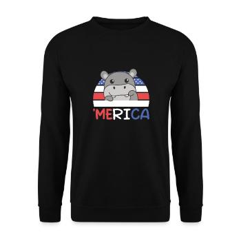 4 juillet American Hippo USA 'Merica - Sweat-shirt Unisexe - noir - Devant - Alina (178cm) & Michal (187cm)