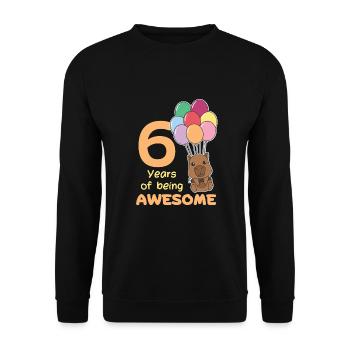 Capybara zum 6. Geburtstag Kinder sechs Jahre alt - Unisex Pullover - Schwarz - Vorne - Alina (178cm) & Michal (187cm)