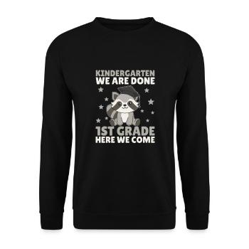 Kids Kindergarten graduate raccoon 1st grade - Unisex Sweatshirt - black - Front - Alina (178cm) & Michal (187cm)