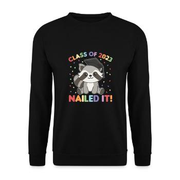 Kids Class of 2023 nailed it raccoon - Unisex Sweatshirt - black - Front - Alina (178cm) & Michal (187cm)