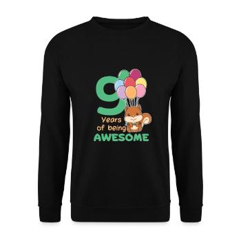 Squirrel for the 9th birthday children nine years - Unisex Sweatshirt - black - Front - Alina (178cm) & Michal (187cm)