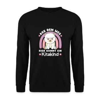 Aus Dem Weg Hier Kommt Ein Krippenkind Alpaka - Unisex Pullover - Schwarz - Vorne - Alina (178cm) & Michal (187cm)