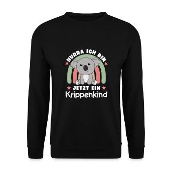 Hurra Ich Bin Jetzt Ein Krippenkind Koala - Unisex Pullover - Schwarz - Vorne - Alina (178cm) & Michal (187cm)