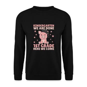 Kids Kindergarten graduate Schwein 1st grade - Unisex Pullover - Schwarz - Vorne - Alina (178cm) & Michal (187cm)
