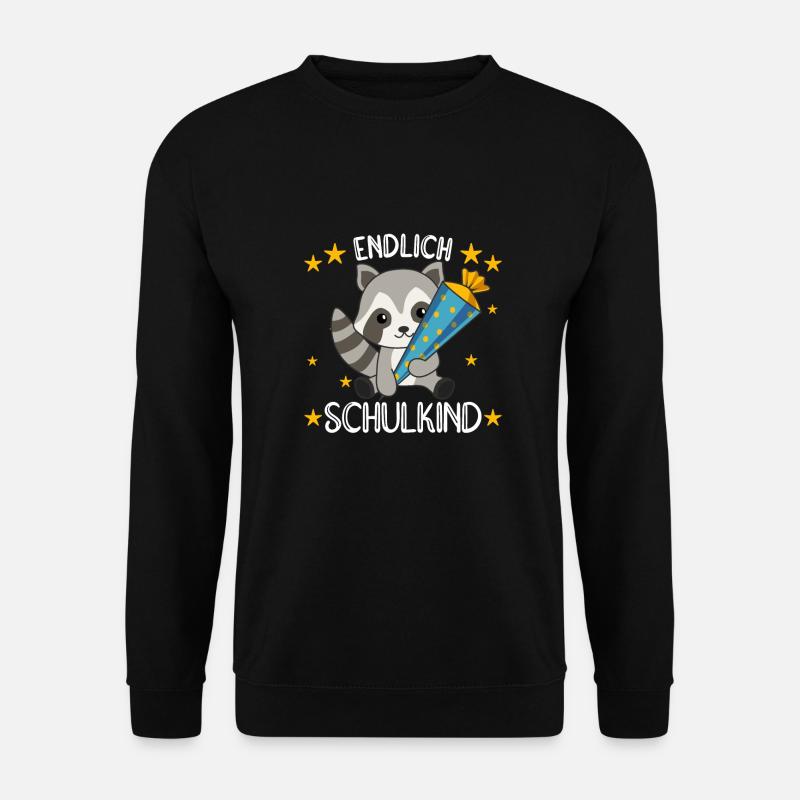 endlich Schulkind Einschulung Schule Waschbär - Unisex Pullover - Schwarz