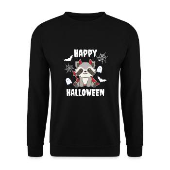 Raccoon Happy Halloween Devil Costume - Unisex Sweatshirt - black - Front - Alina (178cm) & Michal (187cm)