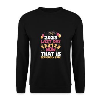 the last day of 2023 is 123123 - Unisex Pullover - Schwarz - Vorne - Alina (178cm) & Michal (187cm)
