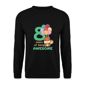 Squirrel for 8th birthday children eight years - Unisex Sweatshirt - black - Front - Alina (178cm) & Michal (187cm)