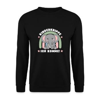 Kinderkrippe Ich Komme! - Unisex Pullover - Schwarz - Vorne - Alina (178cm) & Michal (187cm)