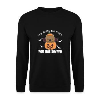 Wombat n’est jamais trop tôt pour la citrouille d’Halloween - Sweat-shirt Unisexe - noir - Devant - Alina (178cm) & Michal (187cm)