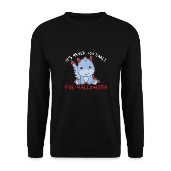 Dino il n’est jamais trop tôt pour les diables d’Halloween - Sweat-shirt Unisexe - noir - Devant - Alina (178cm) & Michal (187cm)