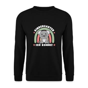Kindergarten Ich Komme! Maus - Unisex Pullover - Schwarz - Vorne - Alina (178cm) & Michal (187cm)