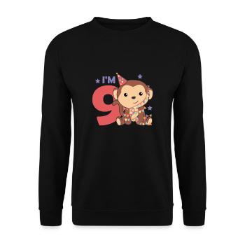 Singe pour le neuvième anniversaire des enfants de 9 ans - Sweat-shirt Unisexe - noir - Devant - Alina (178cm) & Michal (187cm)